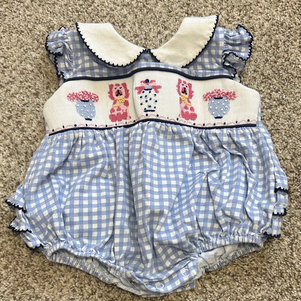 Shrimp and Grits kids smocked bubble